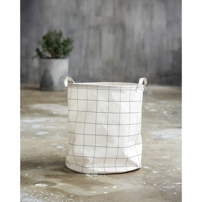 House Doctor - Laundry Bag, Squares, White/Black - H: 50 cm, DIA: 40 cm