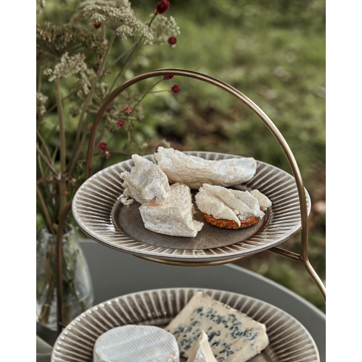 Lunch/cake plate, HDPleat, gray/brown