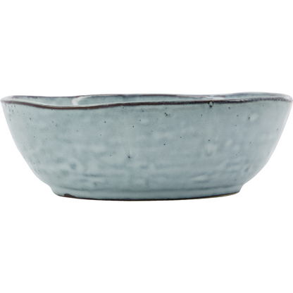 Bowl, hdrustic, gray; blue