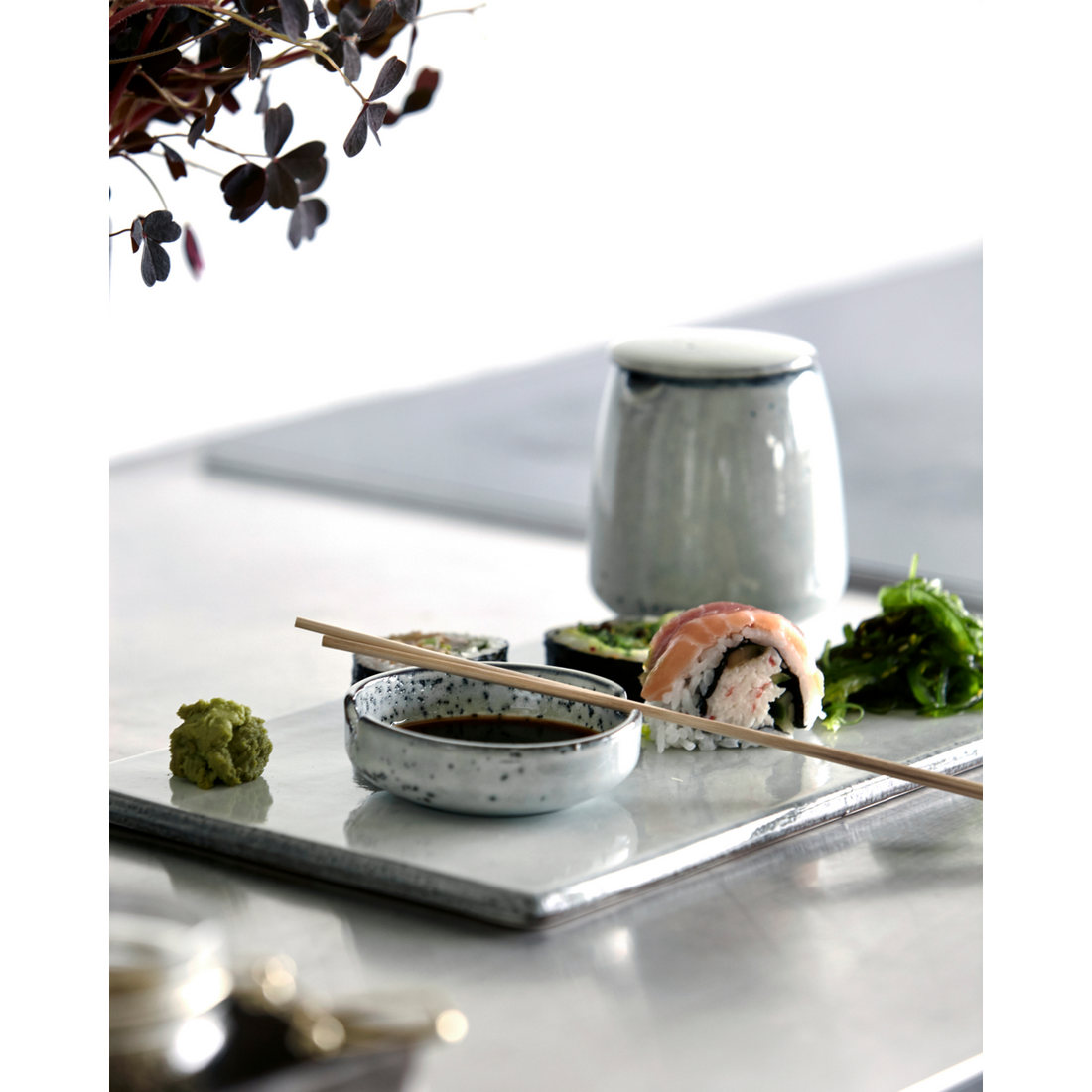 Sushi plate, rustic, gray/blue