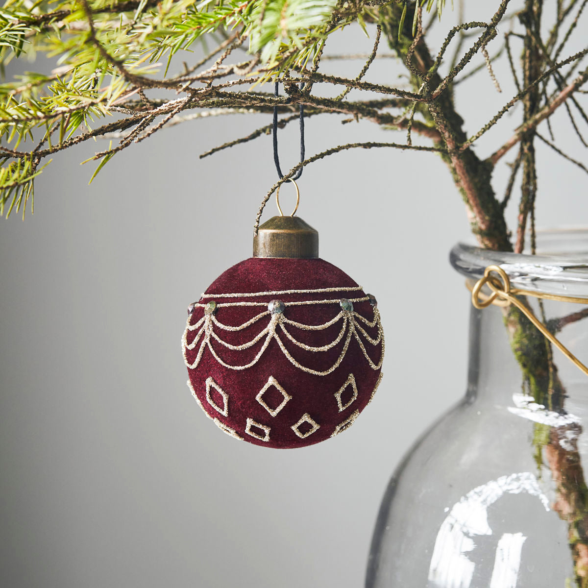 Christmas decorations, HD velor, reddish -brown