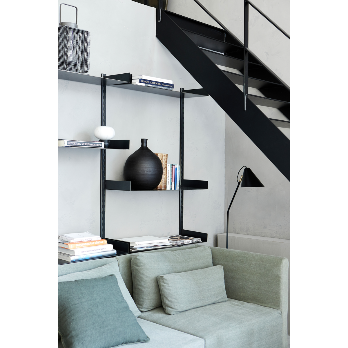 House Doctor Wall Shelf, Fari, Black-W: 90 cm, H: 100 cm, D: 20 cm