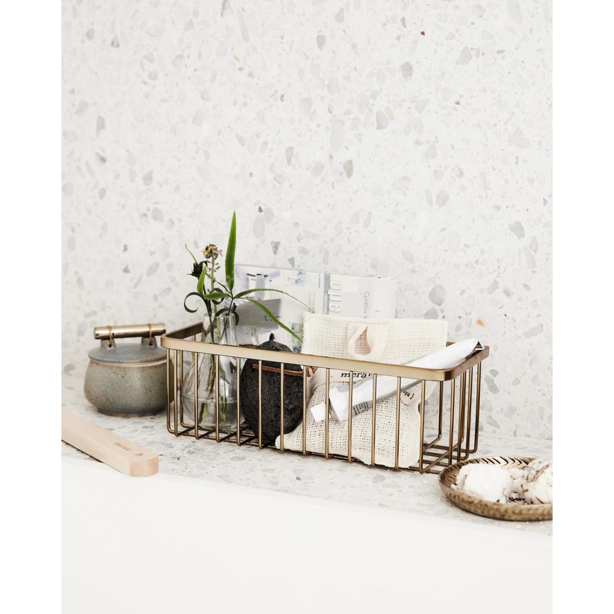 Basket, HDBath, single, brushed brass