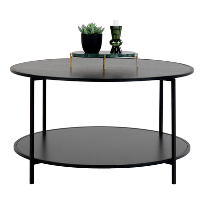 Vita Coffee Table - Coffee Table, Black with Black Frame Ø80x45 cm