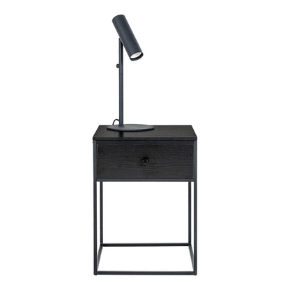 Vita Corner Table - Corner Table, 1 Drawer, Black with Black Frame 40x40x55 cm