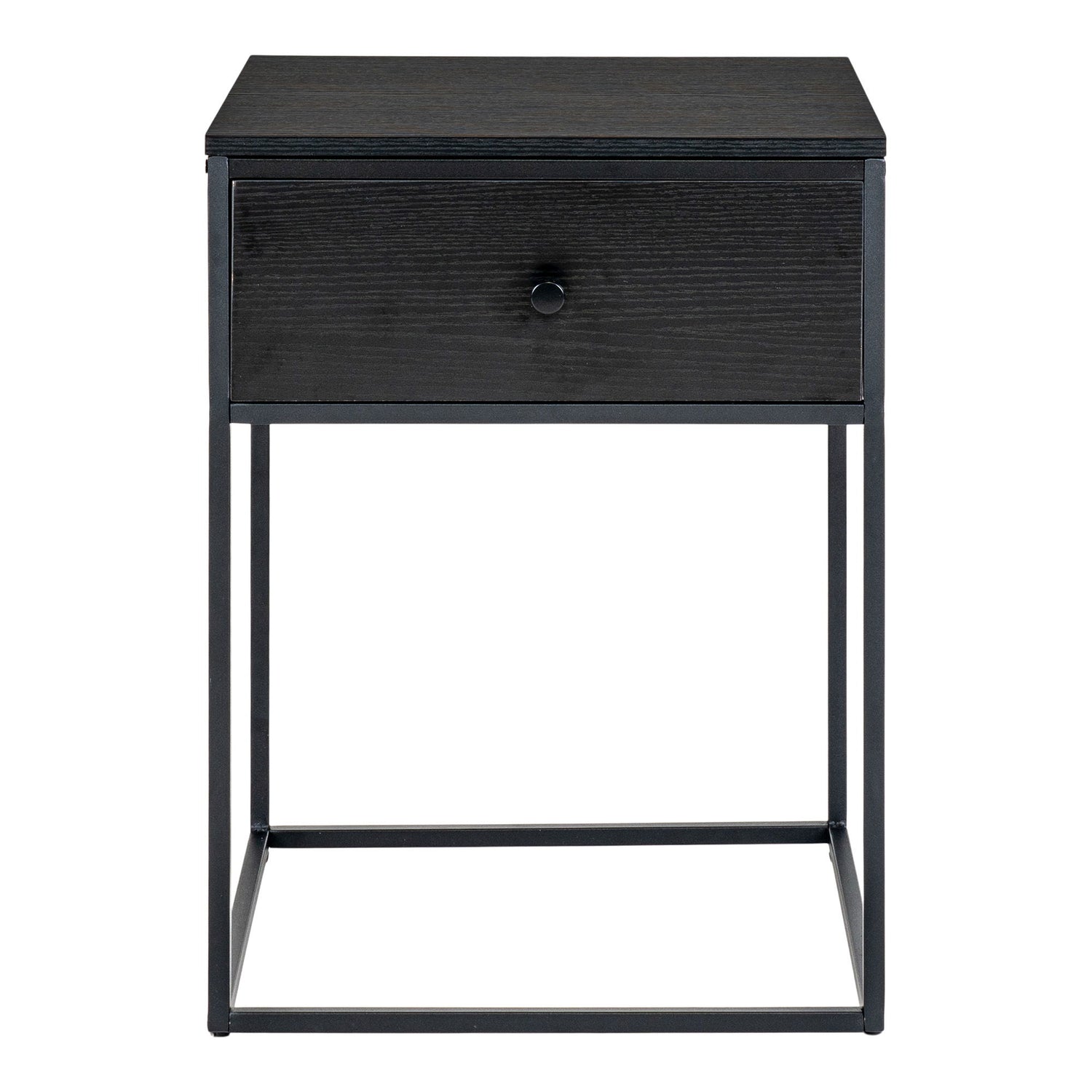 Vita Corner Table - Corner Table, 1 Drawer, Black with Black Frame 40x40x55 cm