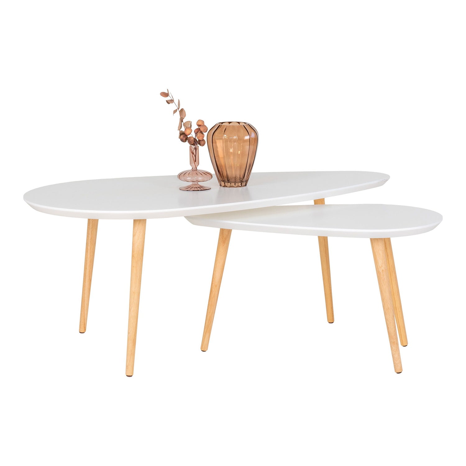 Vado Coffee table - Coffee table, white with natural leg 60x110x45 cm