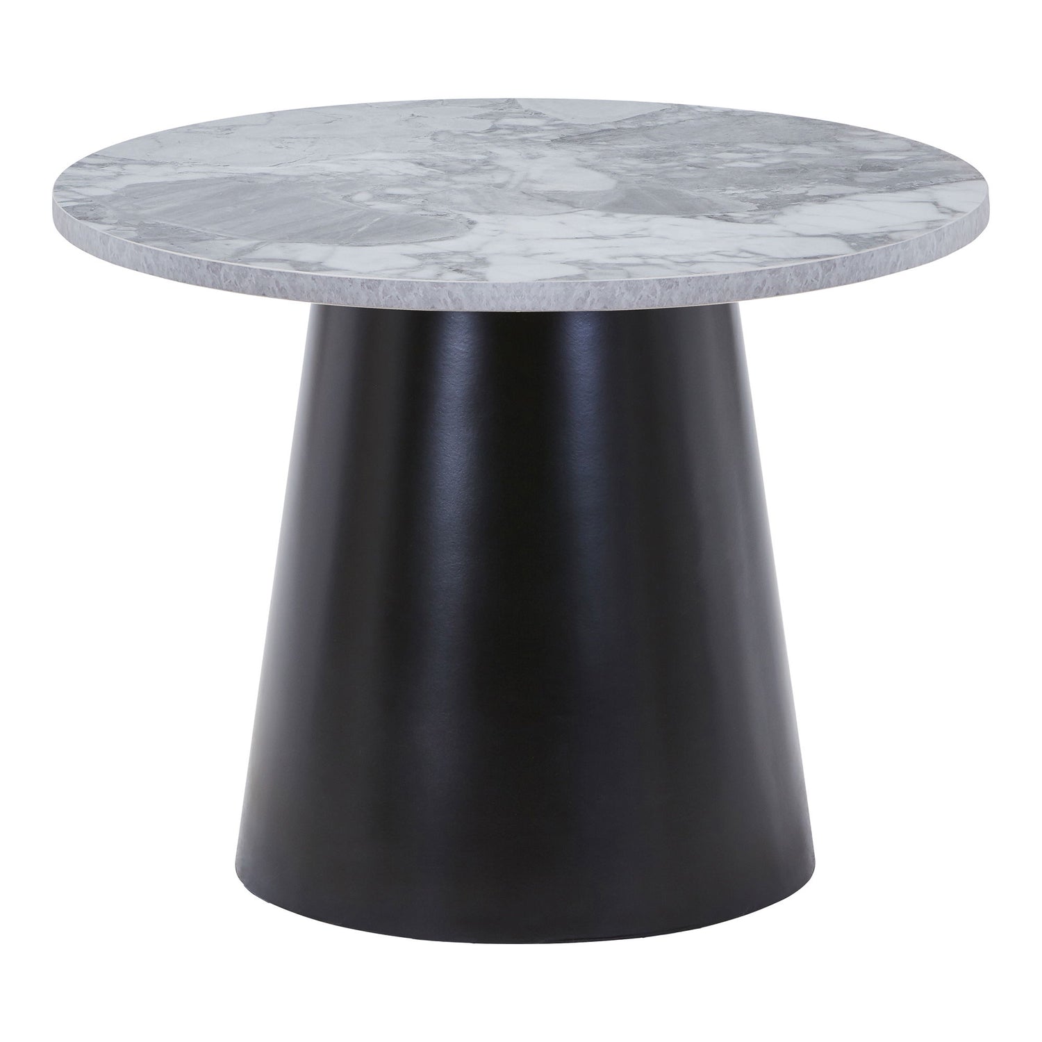 Coffee table, marble look, gray, black Ø60x45 cm