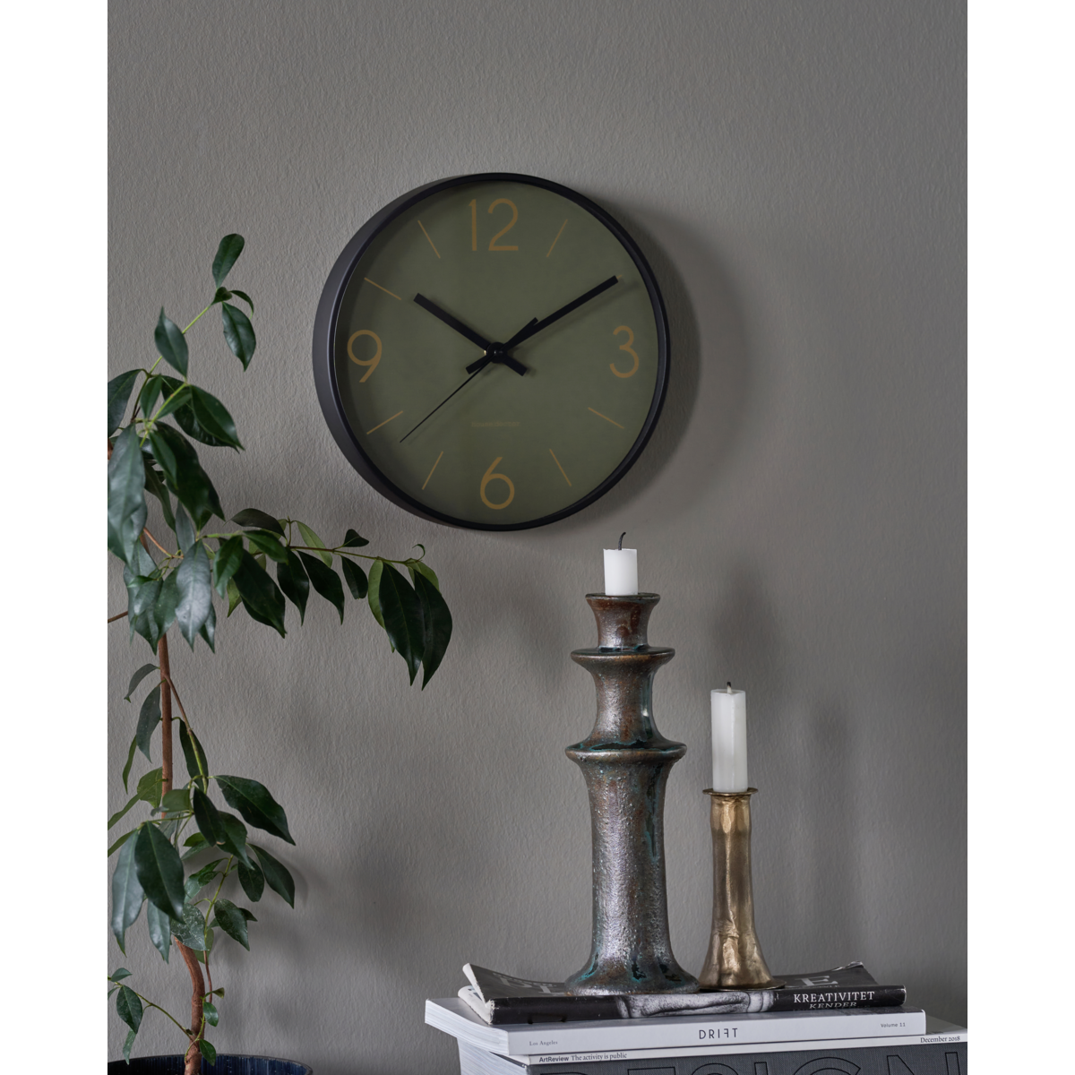 Wall clock, hdtime, dark green