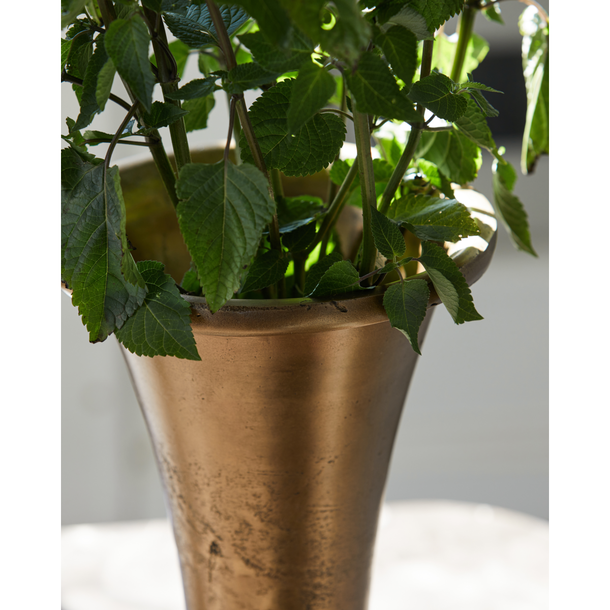 Vase, hdflorist, antique brass