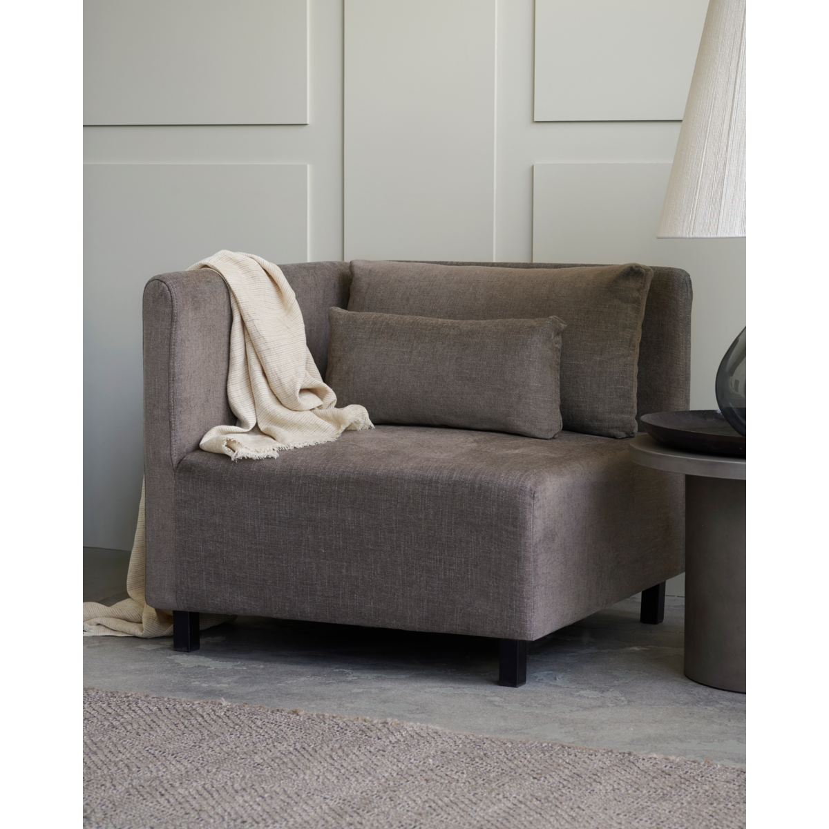 Sofa, corner section, hdhazel night, gray; brown