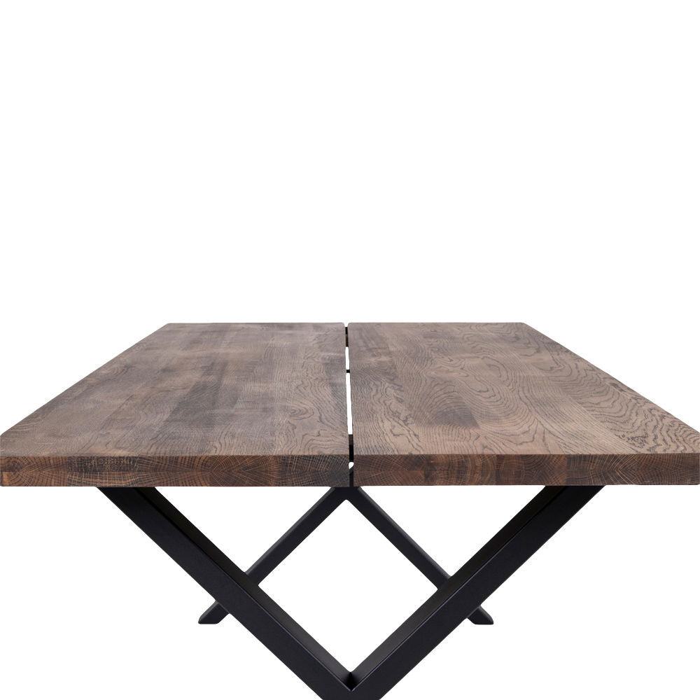 Montpellier Dining table - Dining table, smoked oiled oak with straight edge, prepared for additional plates 95x200xH75 cm