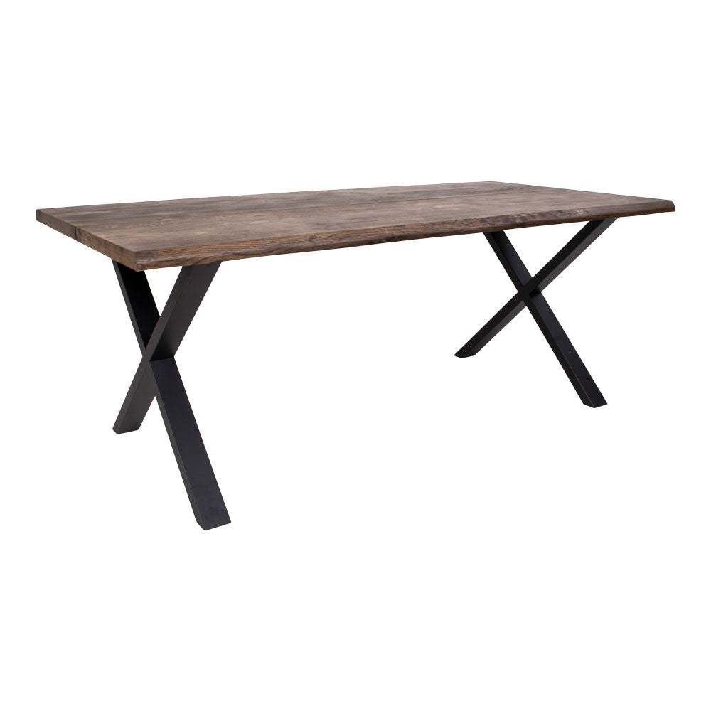 Toulon Dining Table - Dining table, smoked oiled oak with wavy edge, prepared for additional plates 95x200x75cm