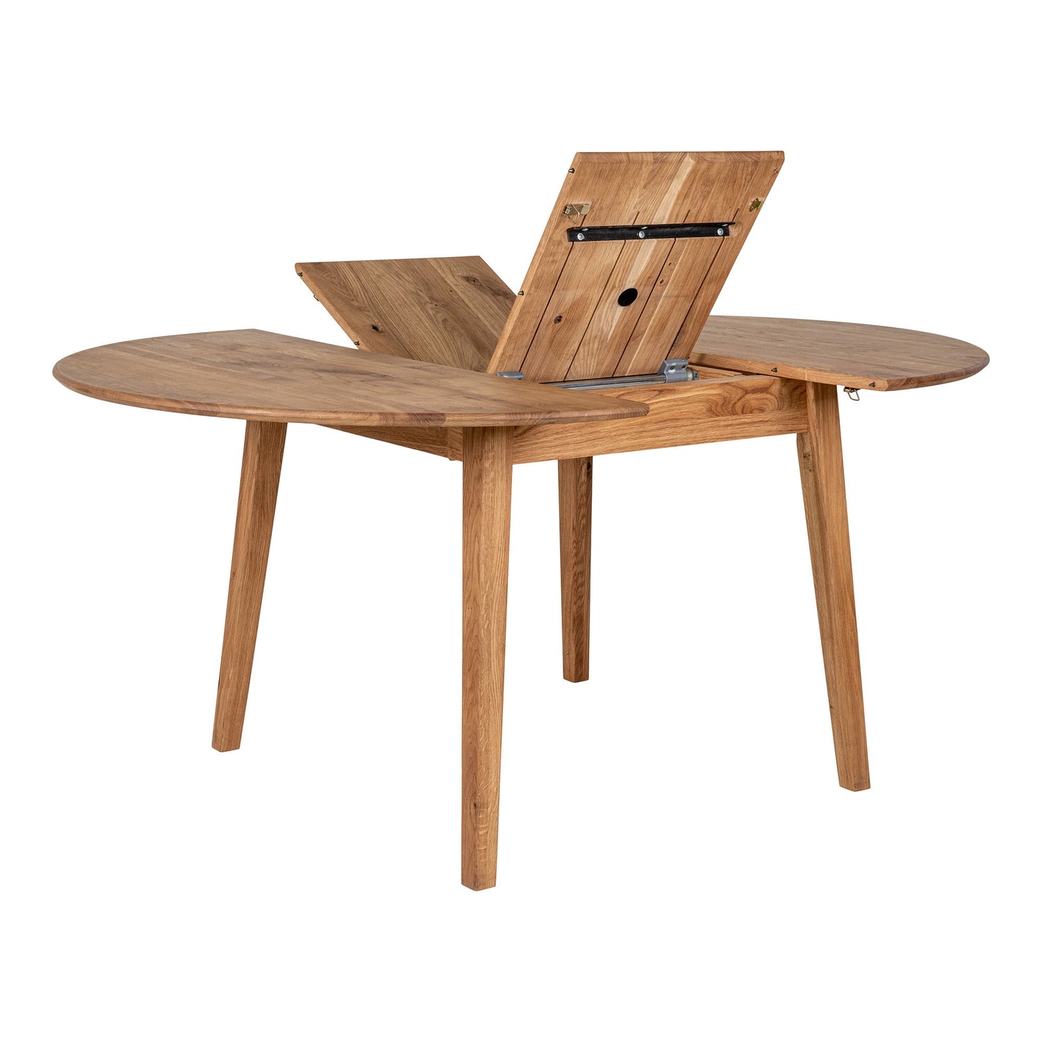 Metz Dining Table - Dining Table, Oiled Oak, built -in additional plate with Butterfly Function Ø118x118-158x75 cm