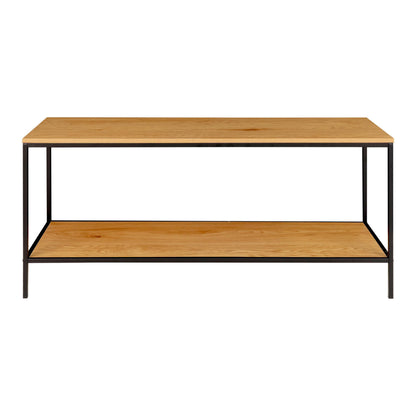 Vita TV bench-TV bench, 2 shelves, oak look with black frame