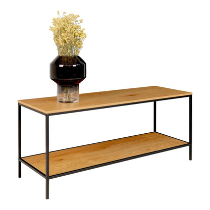 Vita TV bench-TV bench, 2 shelves, oak look with black frame