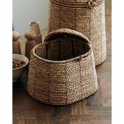 Basket with lid, hdrama, natural