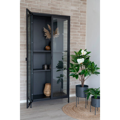 Brisbane display cabinet - display cabinet, black with glass doors