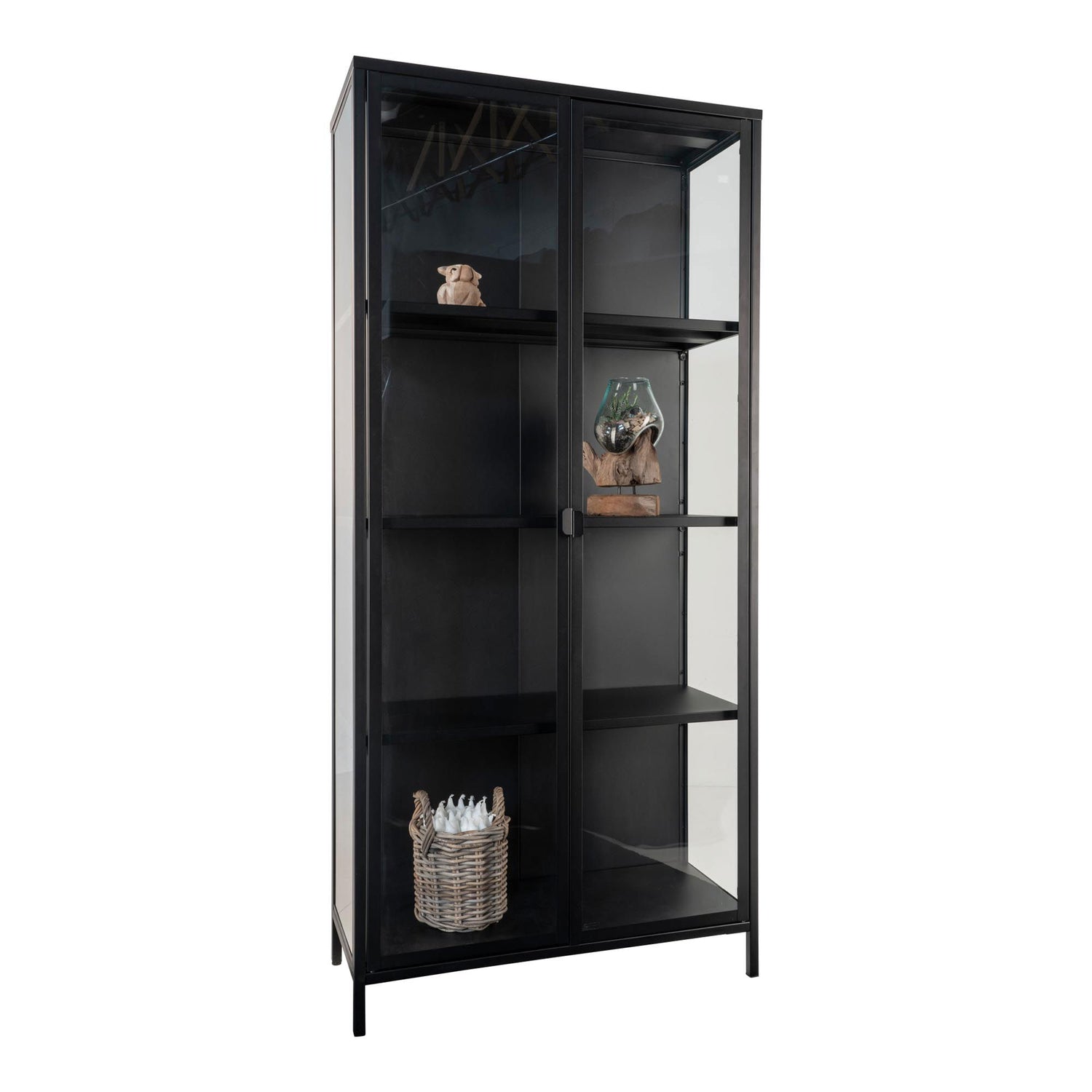 Brisbane display cabinet - display cabinet, black with glass doors