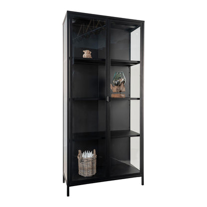 Brisbane display cabinet - display cabinet, black with glass doors