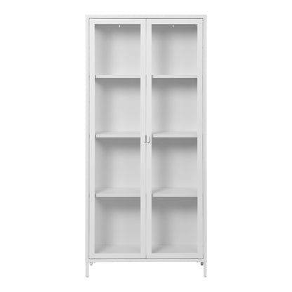 Brisbane display cabinet - display cabinet, 2 glass doors, steel, white 80x35x175 cm