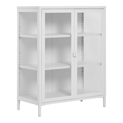 Brisbane display cabinet - display cabinet, 2 glass doors, steel, white 80x40x101 cm