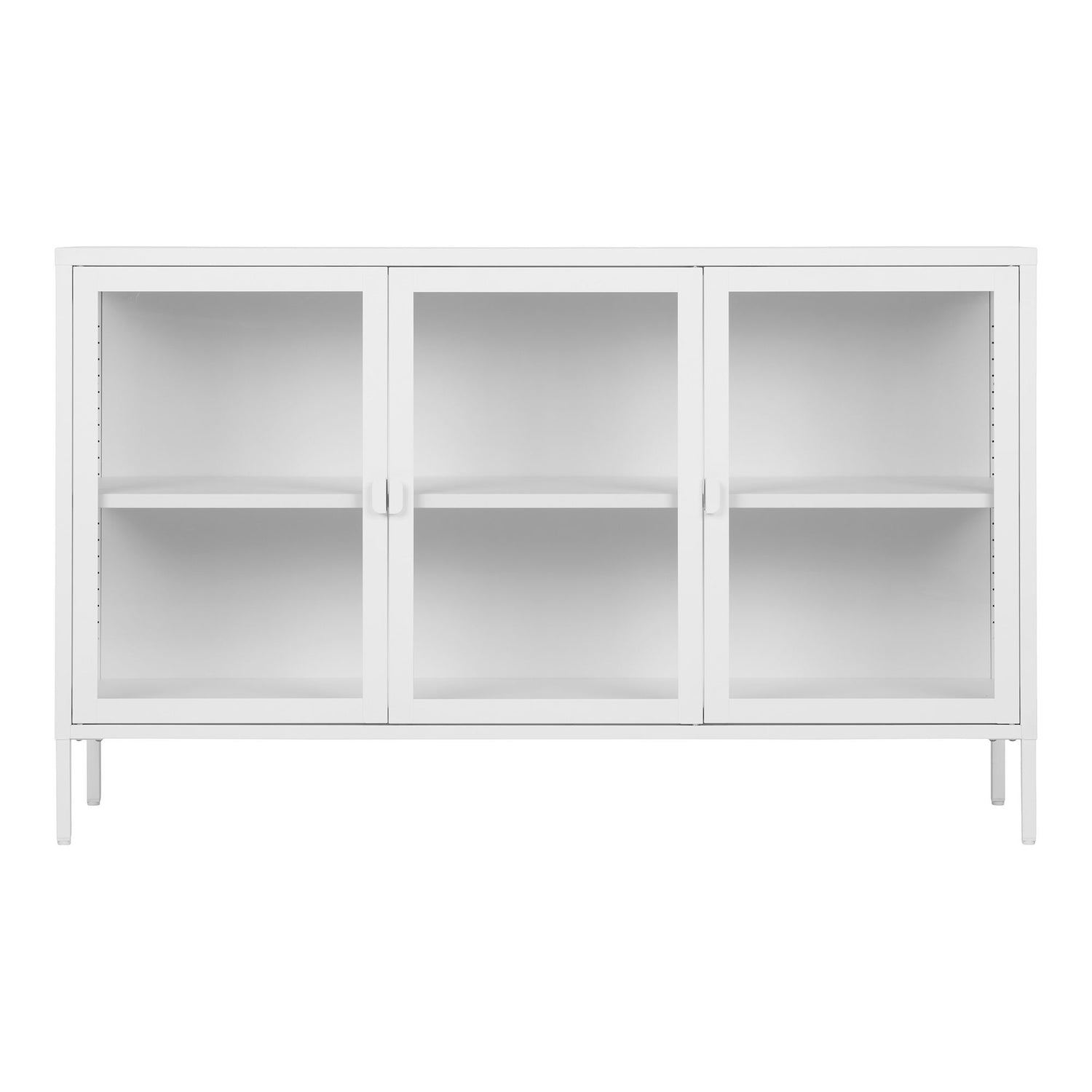 Brisbane sideboard - sideboard, 3 glass doors, steel, white 140x40x85 cm