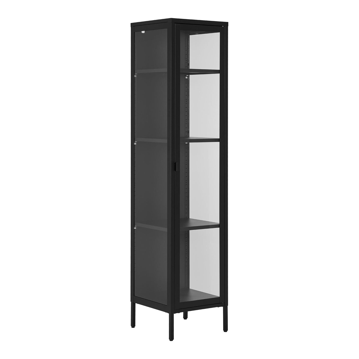 Brisbane narrow display cabinet - narrow display cabinet, 1 glass door, steel, black 40x35x180 cm