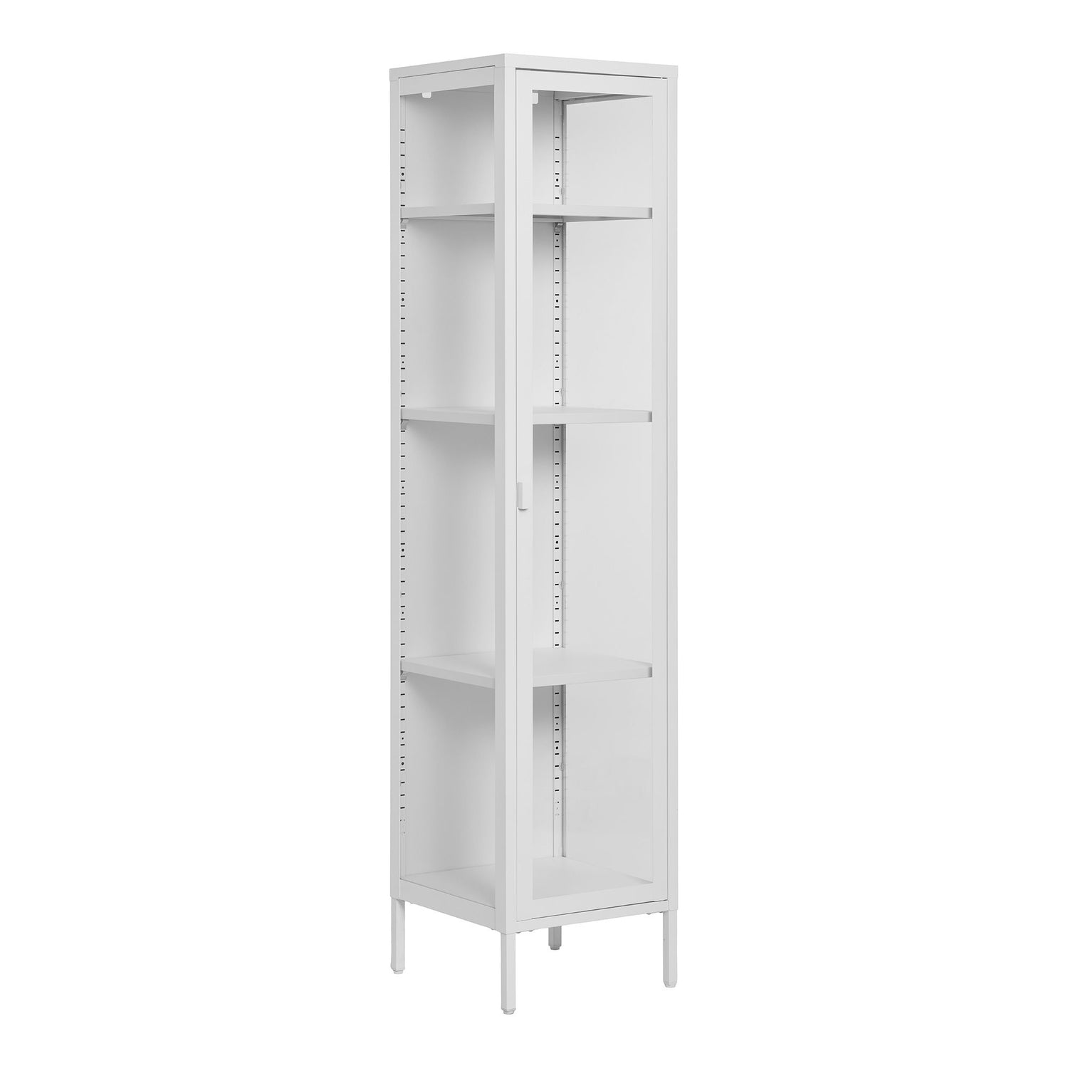 Brisbane narrow display cabinet - narrow display cabinet, 1 glass door, steel, white 40x35x180 cm