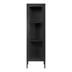 Brisbane narrow display cabinet - narrow display cabinet, 1 glass door, steel, black 40x35x140 cm