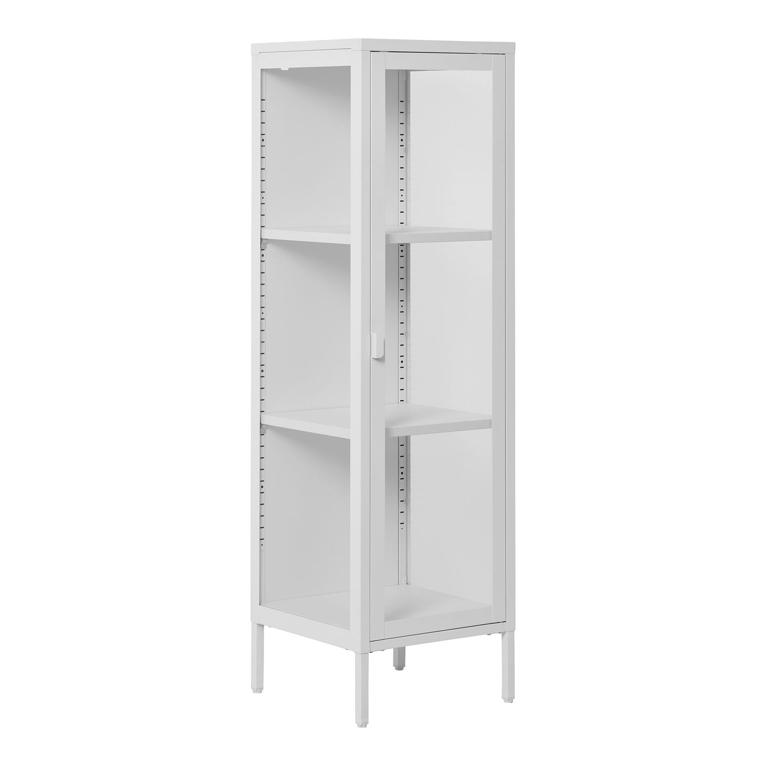 Brisbane narrow display cabinet - narrow display cabinet, 1 glass door, steel, white 40x35x140 cm