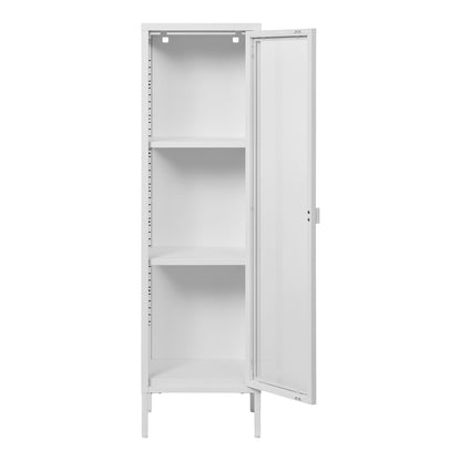 Brisbane narrow display cabinet - narrow display cabinet, 1 glass door, steel, white 40x35x140 cm