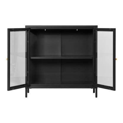 Dalby cabinet - cabinet, 2 glass doors, steel, black 80x35x80 cm