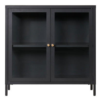 Dalby cabinet - cabinet, 2 glass doors, steel, black 80x35x80 cm