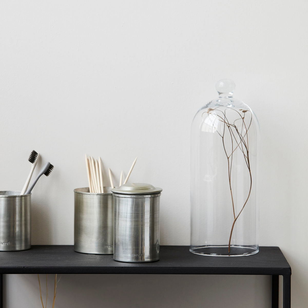 Jar with lid, silver finish