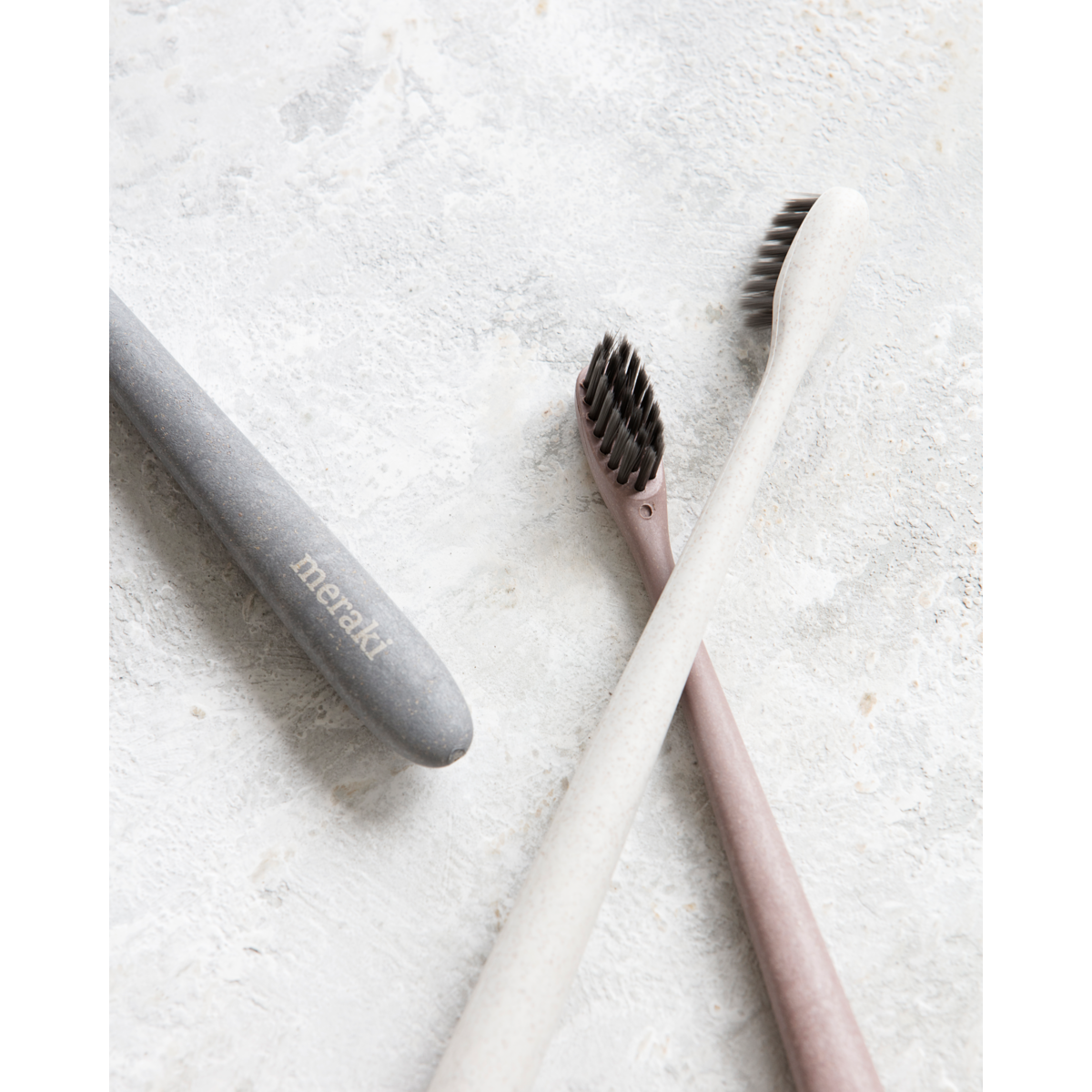 Toothbrush, gray; white; burgundy