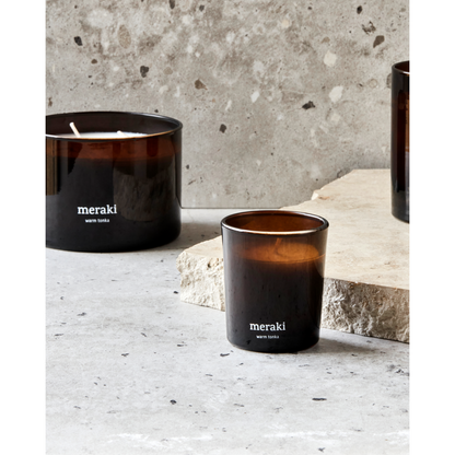 Scented candles, warm tonka, brown