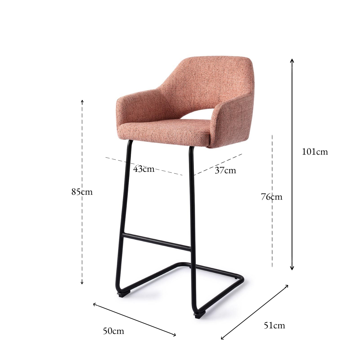 Yanai bar chair pink punch