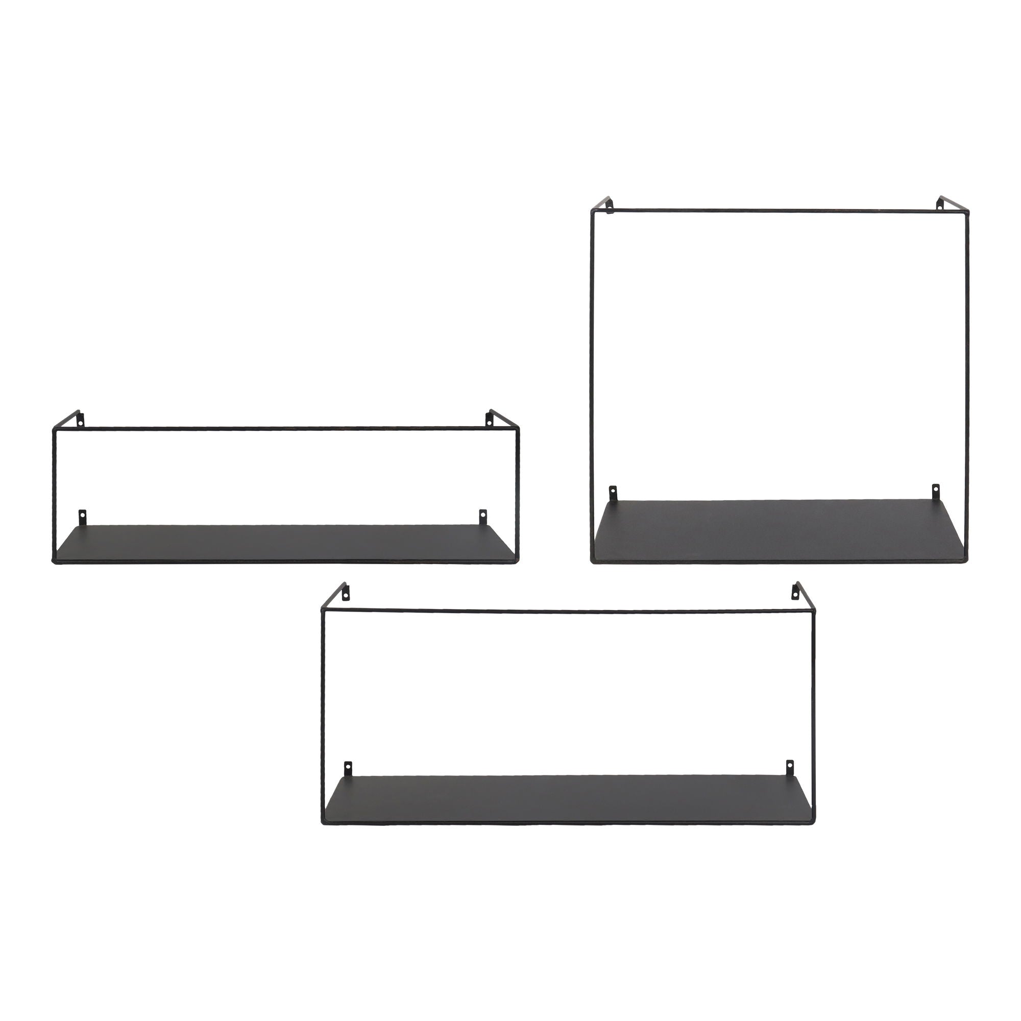 Wall shelf, steel, black&lt;br&gt;Set of 3