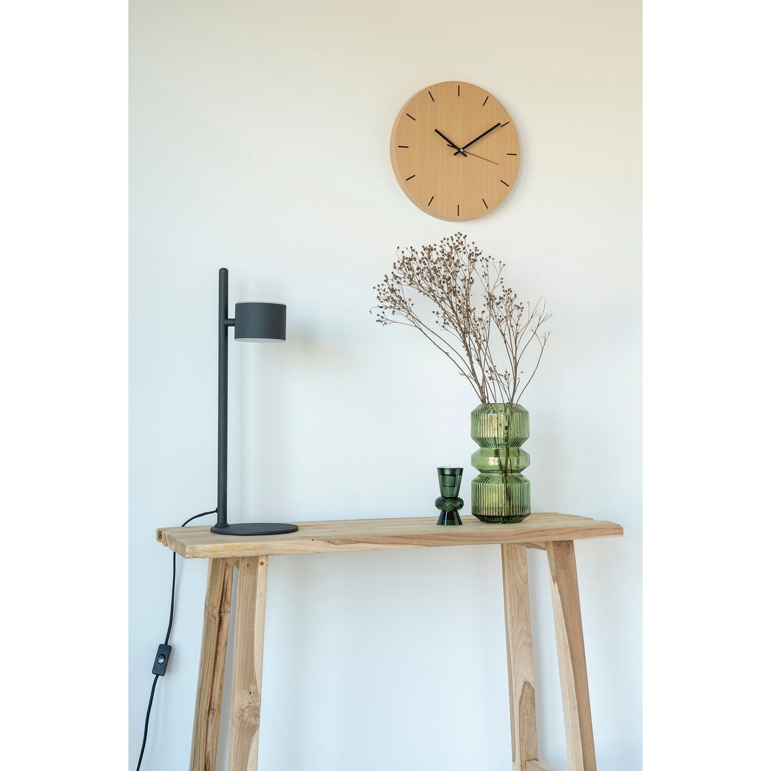 Asti wall clock - wall clock in steel, wooden structure, round, Ø30 cm