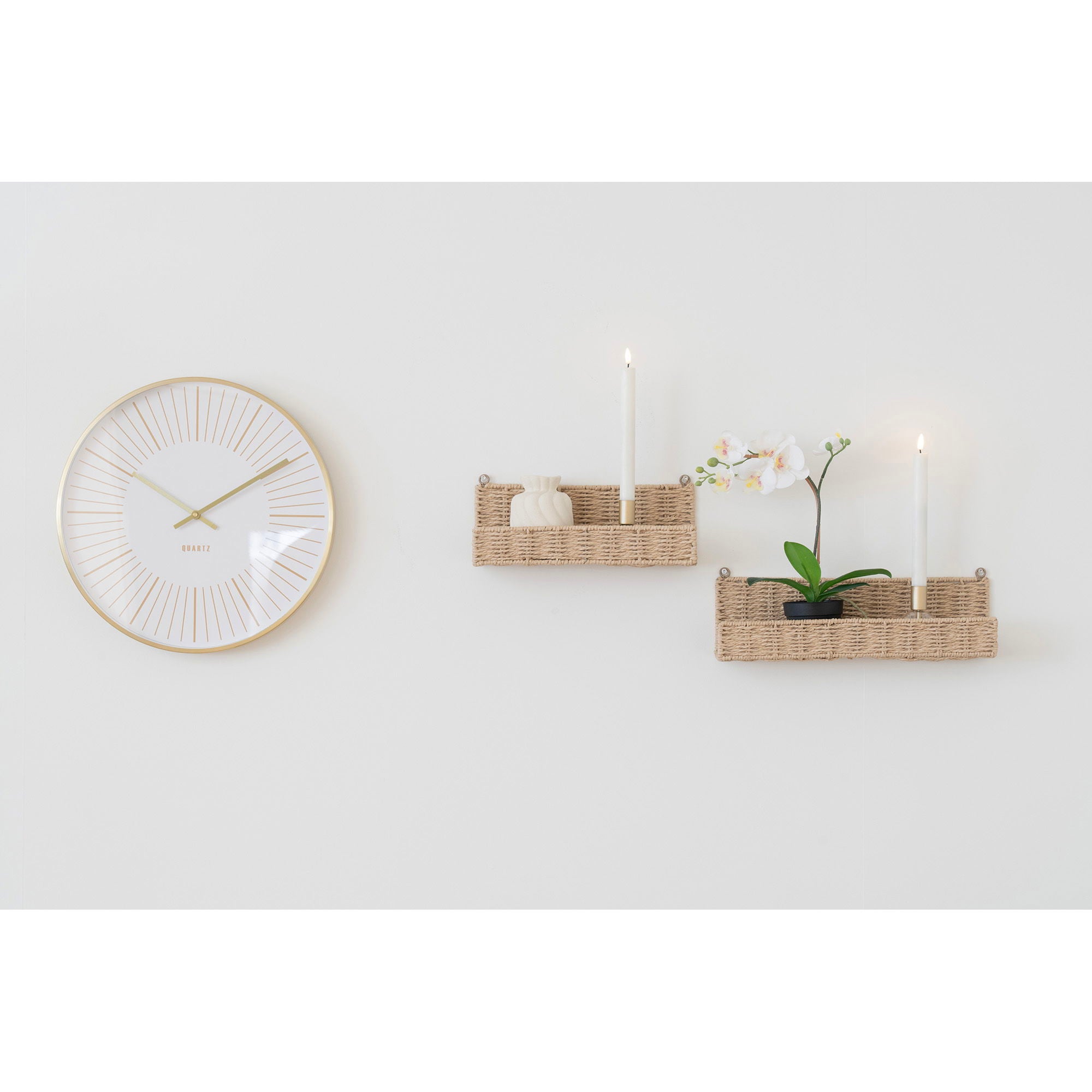 Wall clock, aluminum, gold, silent&lt;br&gt;Ø40 cm