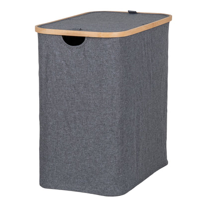 Noto Laundry basket - Laundry basket in bamboo/fabric, dark gray, 54x33x54 cm