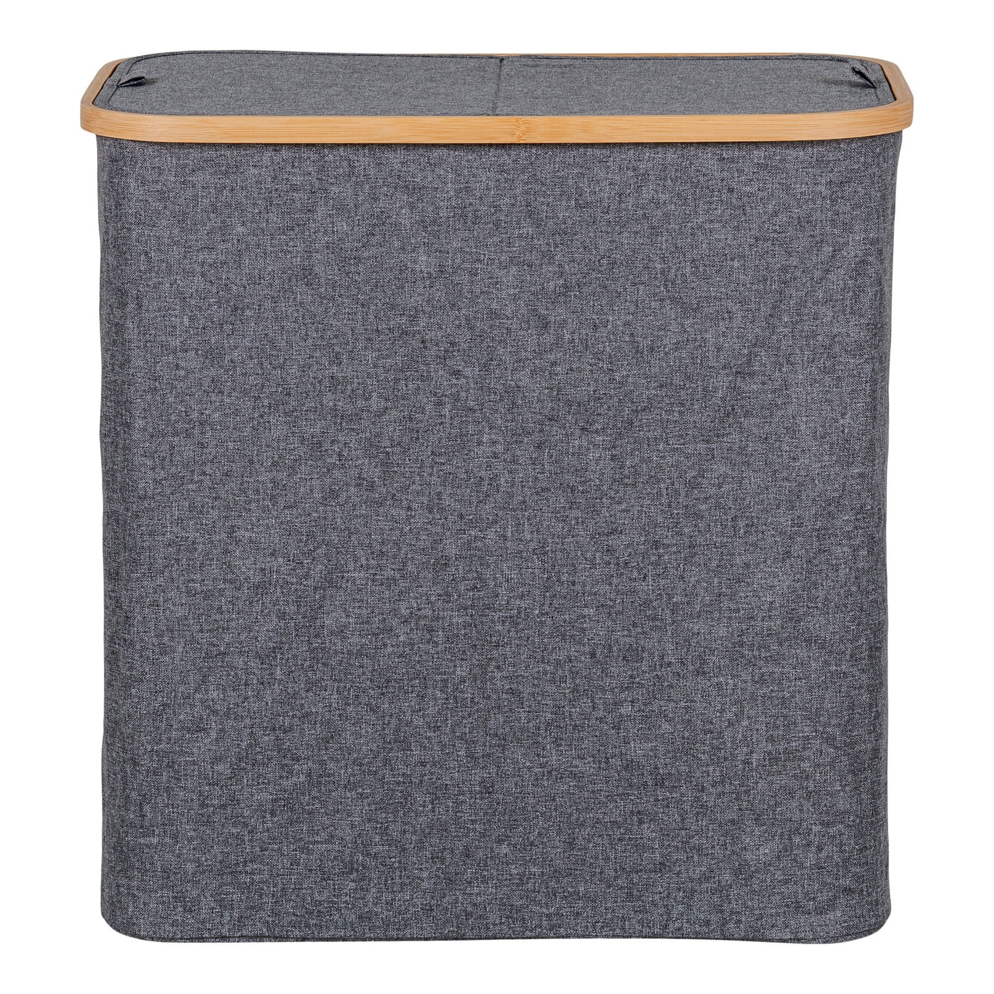 Noto Laundry basket - Laundry basket in bamboo/fabric, dark gray, 54x33x54 cm