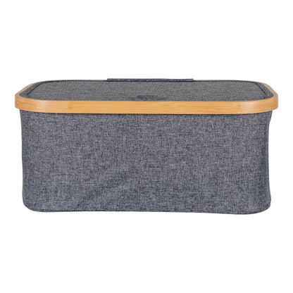 Noto basket - basket in bamboo/fabric, dark gray, 38x26x16 cm