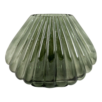 Vase - vase in mouth -blown glass, green, 29x11.5x22 cm