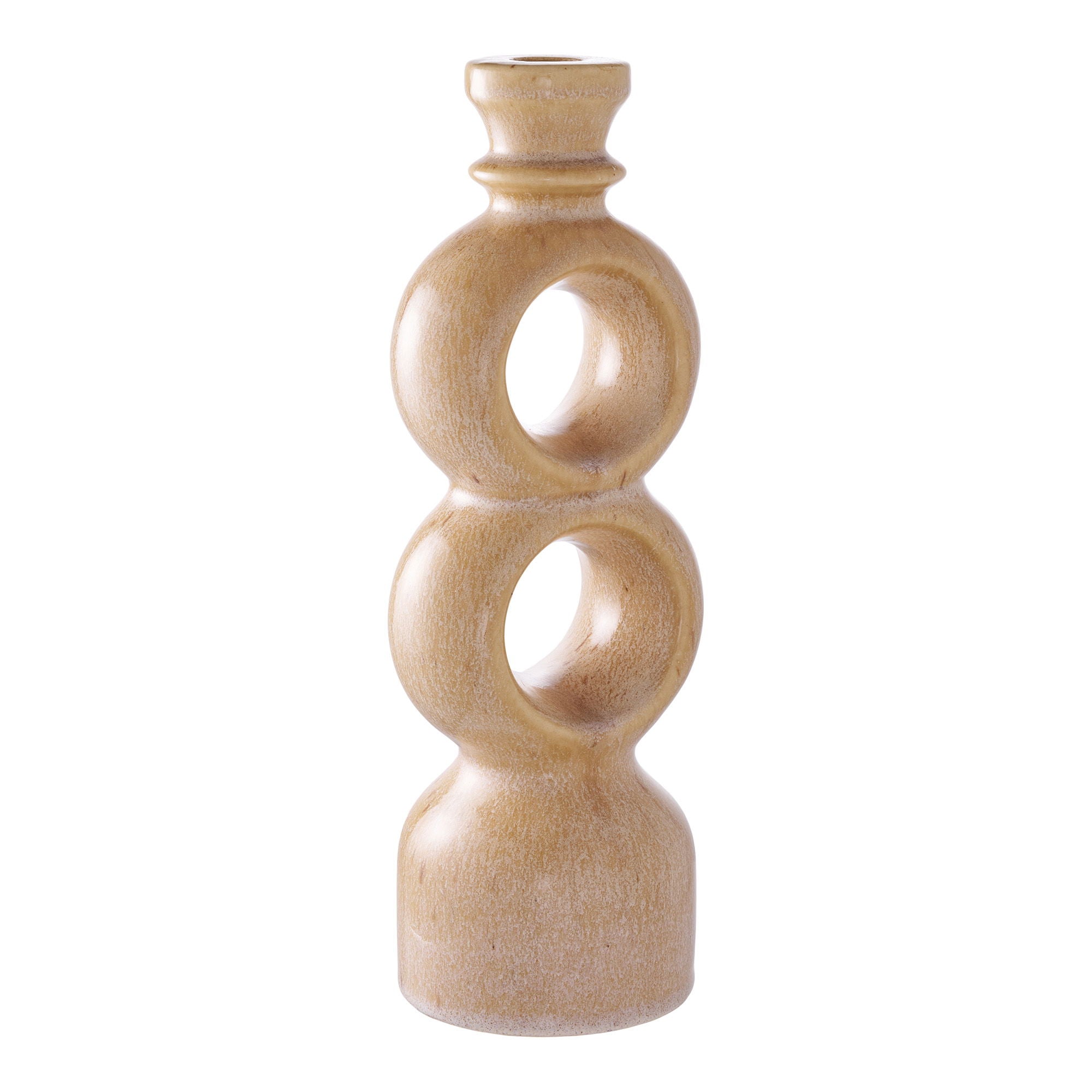 Candlestick, ceramics, brown&lt;br&gt;13.5x8,8x23.4 cm