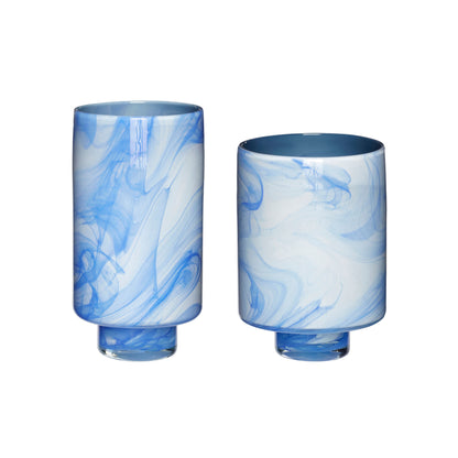 Hübsch Cloud Vaser Blue/White (set of 2)