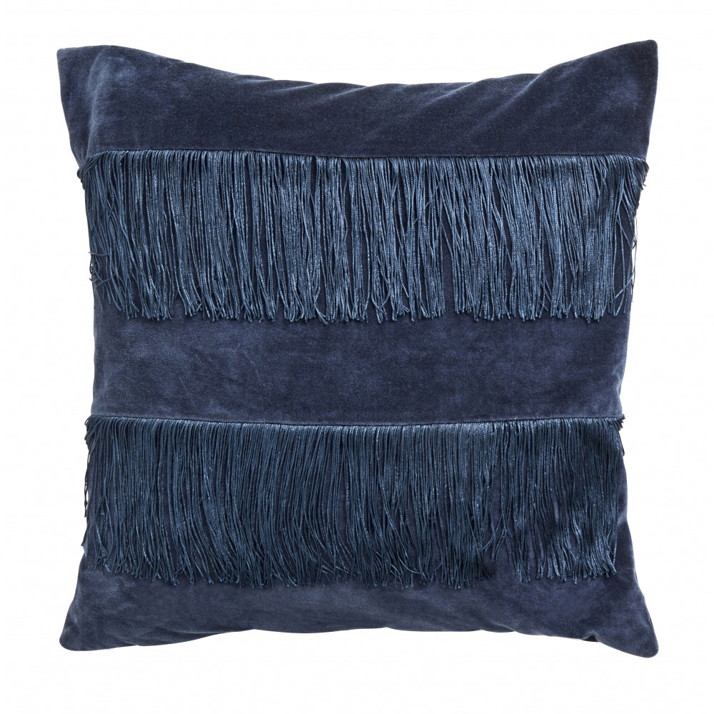 Nordal - Pillow Cover M/Fringes, Dark Blue Velvet 50x50 cm