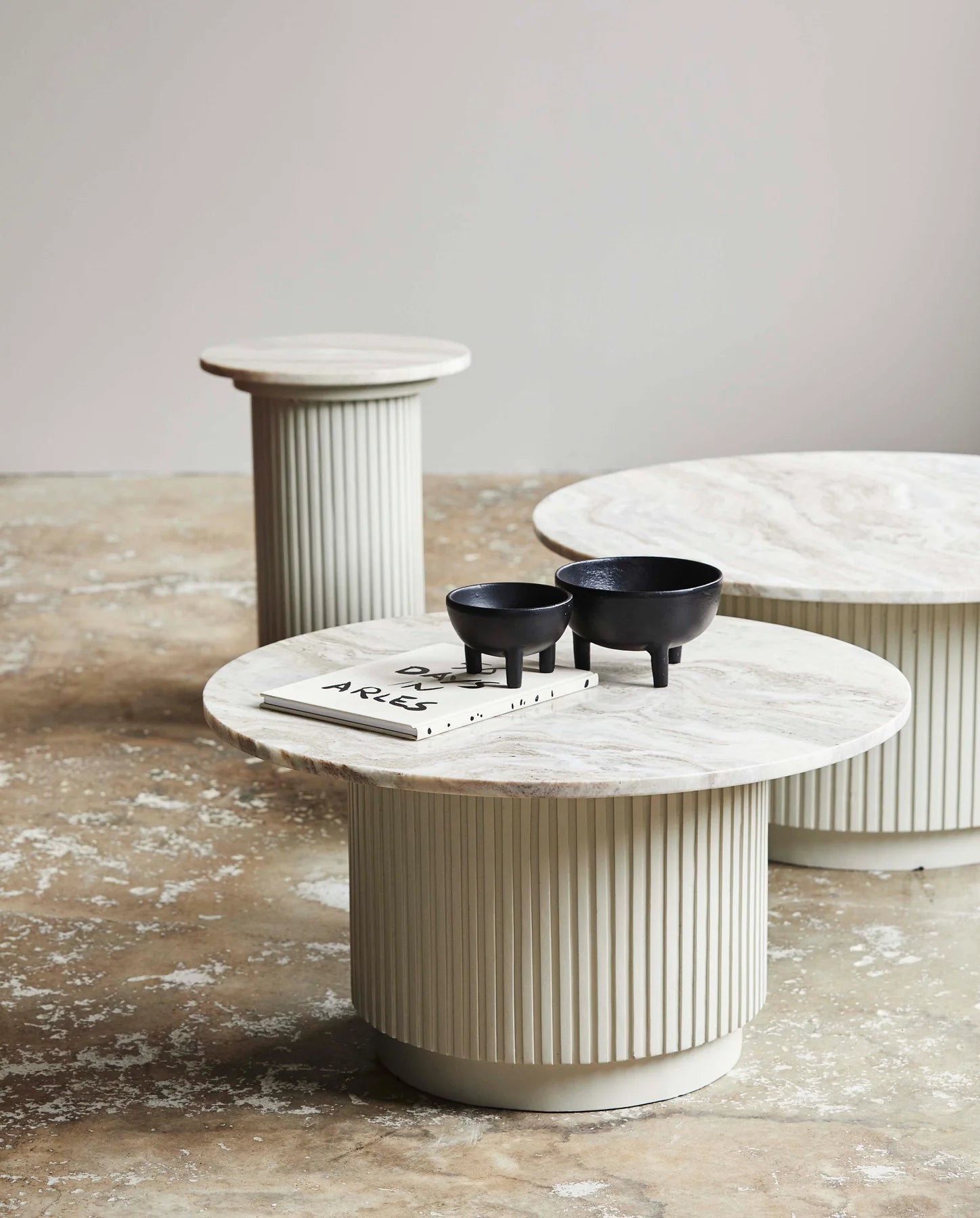 Nordal Erie Round Coffee Table in Wood and Marble - Ø90 cm