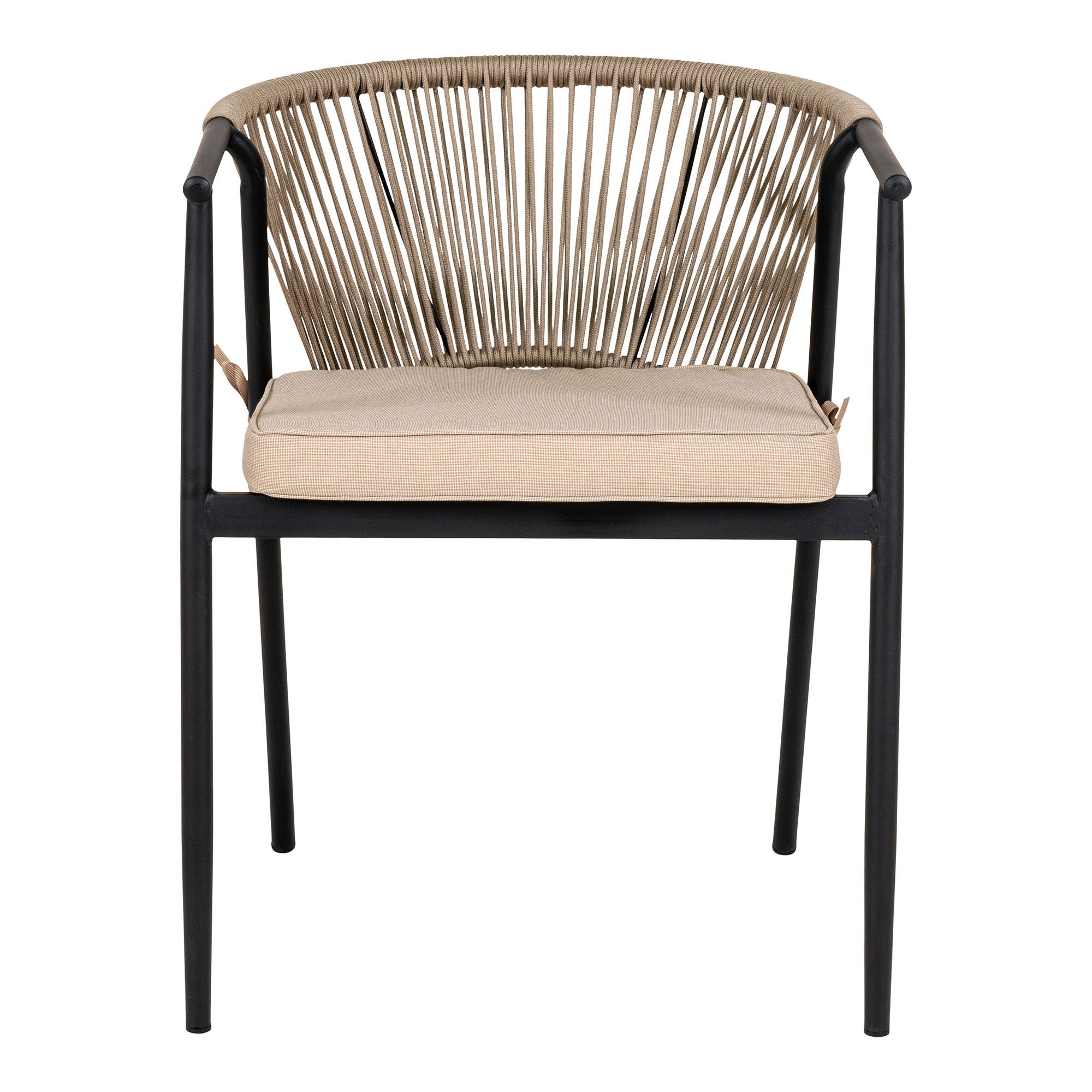 Naples dining chair - dining table chair, gray rope and black legs